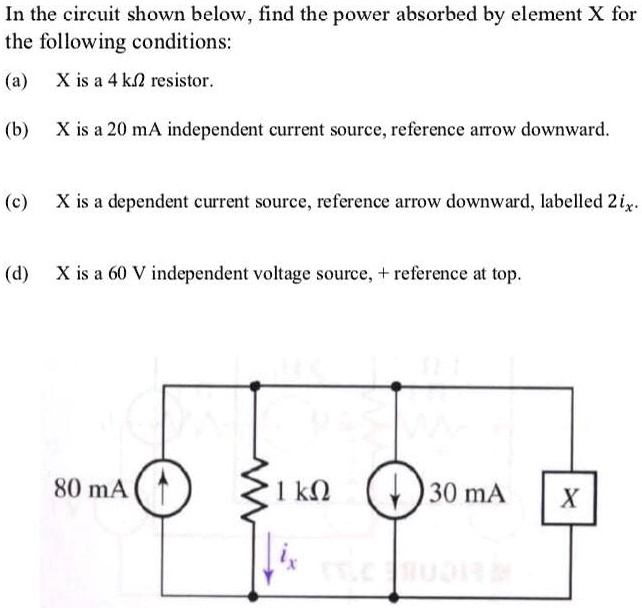 Solved In The Circuit Shown Below Find The Power Absorbed By Element