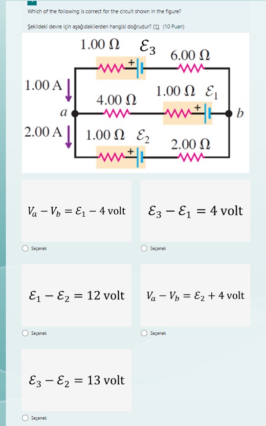 SOLVED Which Of The Following Is Correct For The Circuit Shown In The