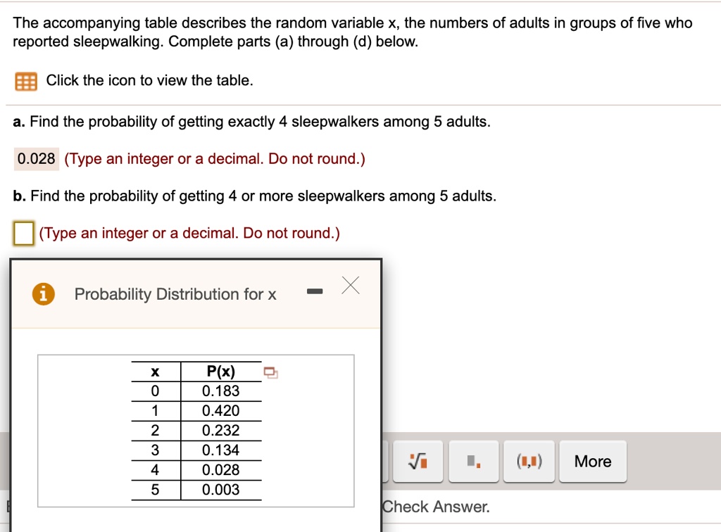 Solved The Accompanying Table Describes The Random Variable X The