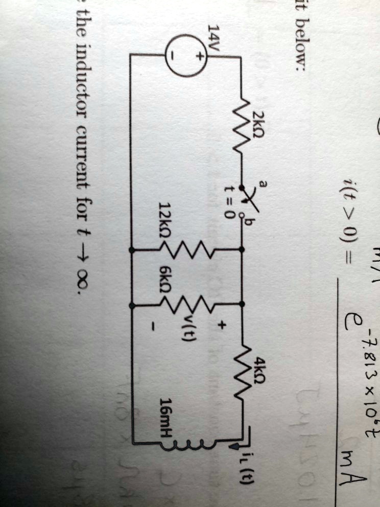 SOLVED Circuit With Inductor A Calculate The Inductor Current For T