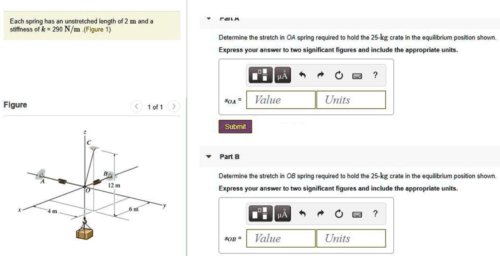 Solved Each Spring Has A Unstretched Length Of M And Stiffness Of K