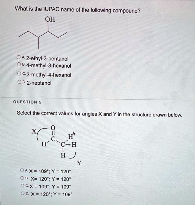 Solved What Is The Iupac Name Of The Following Compound Oh A Ethyl