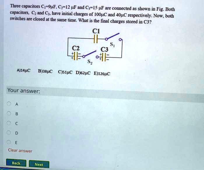 Solved Three Capacitors C Que C Uf And C Is Uf Are Connected As