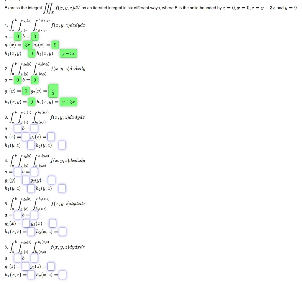 SOLVED Express the integral âˆâˆâˆ f z y 2 dV as an iterated