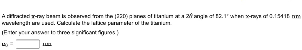 Solved A Diffracted X Ray Beam Is Observed From The Planes Of