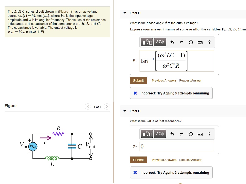 Solved The L R C Series Circuit Shown In Figure Has An Ac Voltage