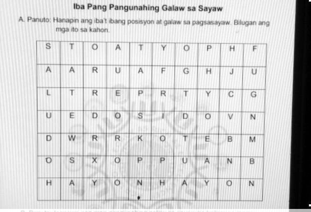 SOLVED Iba Pang Pangunahing Galaw Sa SayawA Panuto Hanapin Ang Iba T