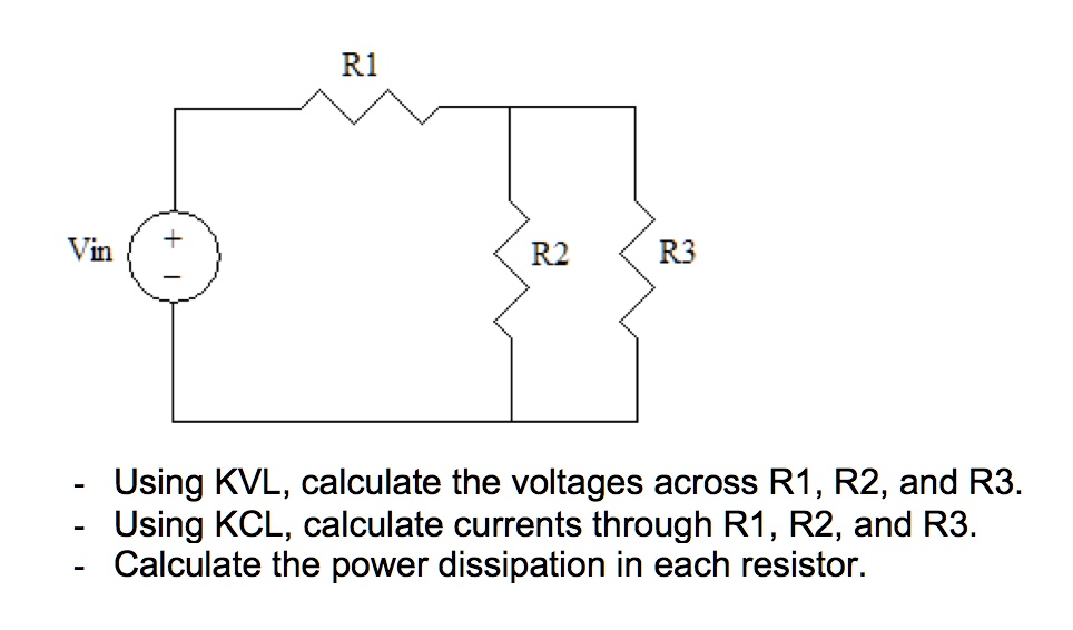 SOLVED R1 Vin R2 R3 Using KVL Calculate The Voltages Across R1 R2