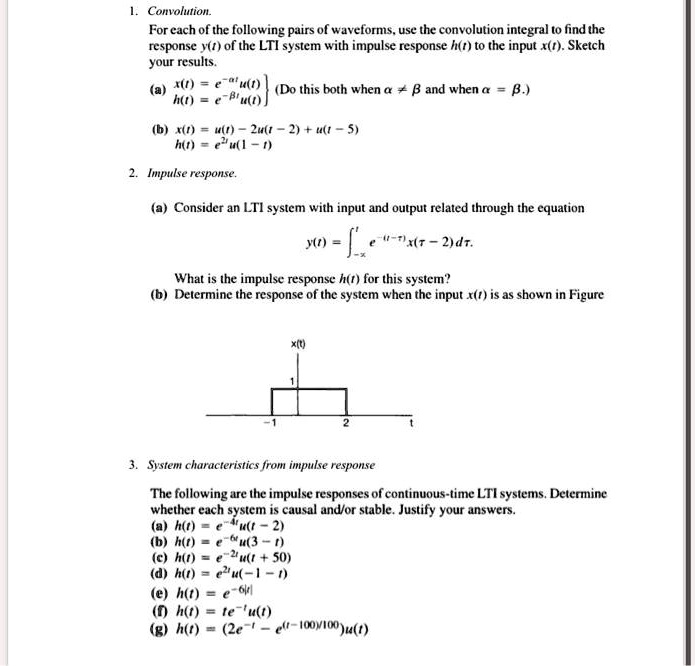 Solved Convolution For Each Of The Following Pairs Of Waveforms Use