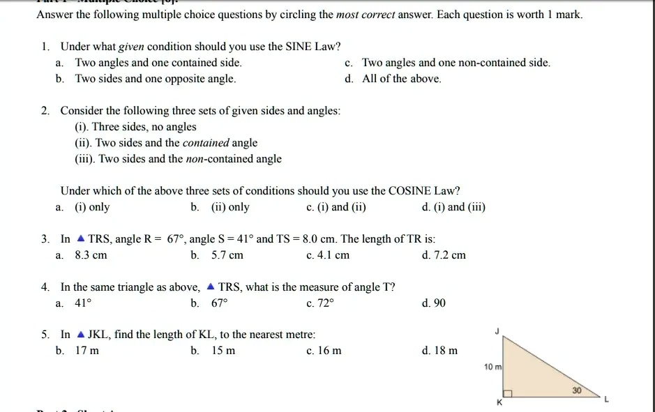 Solved Answer The Following Multiple Choice Questions By Circling The