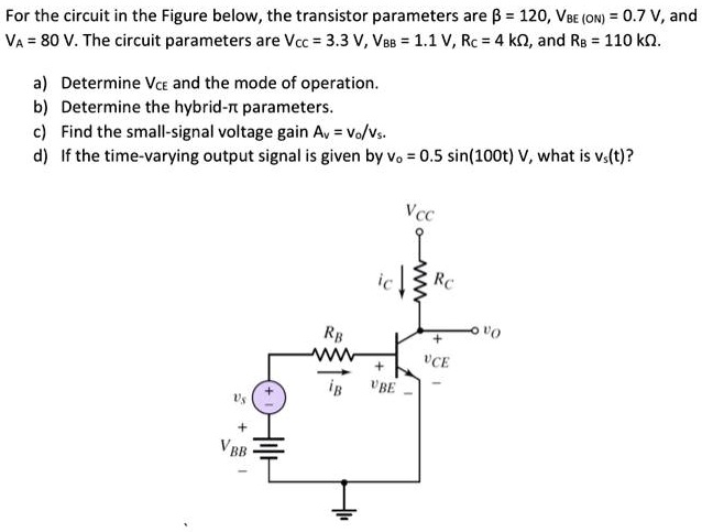 SOLVED For The Circuit In The Figure Below The Transistor Parameters