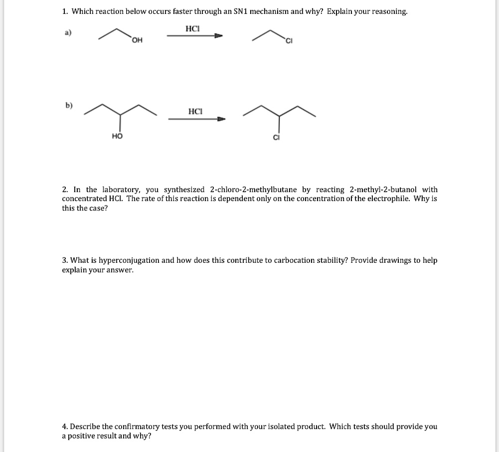 SOLVED Which Reaction Below Occurs Faster Through An SN1 Mechanism And