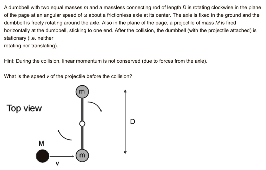 SOLVED A Dumbbell With Two Equal Masses M And A Massless Connecting