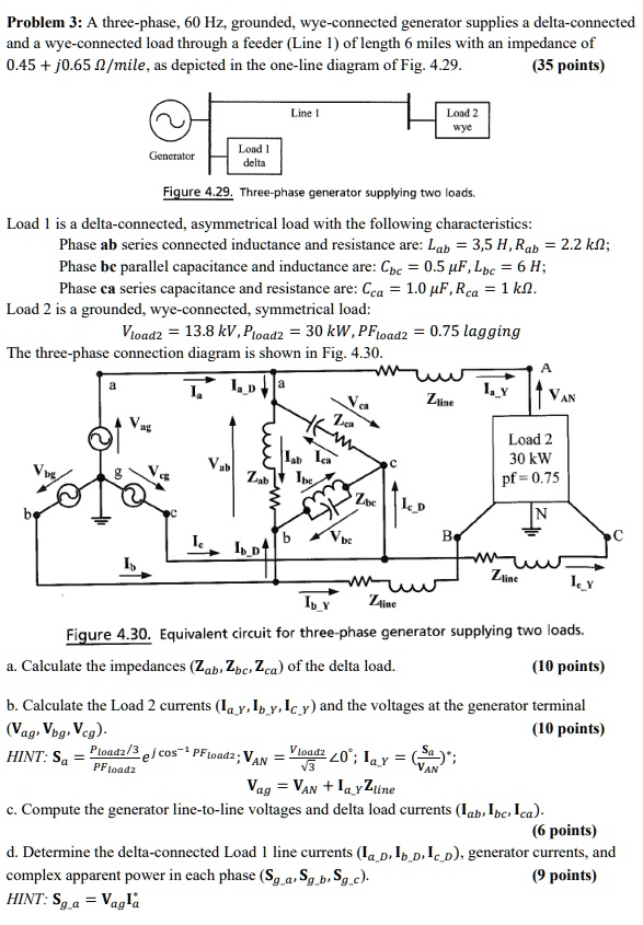 SOLVED Problem 3 A Three Phase 60 Hz Grounded Wye Connected