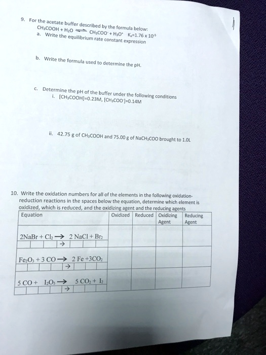 SOLVED For The Acetate Buffer Described By The CHacooh Hzo Hoimul