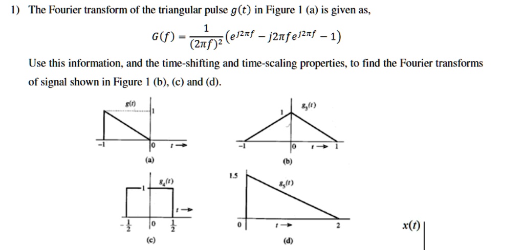 SOLVED 1 The Fourier Transform Of The Triangular Pulse G T In Figure