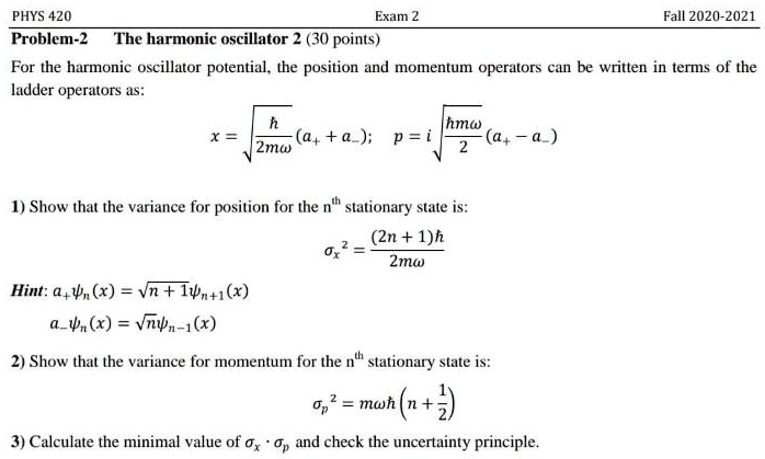 Solved Phys Exam Fall Problem The Harmonic