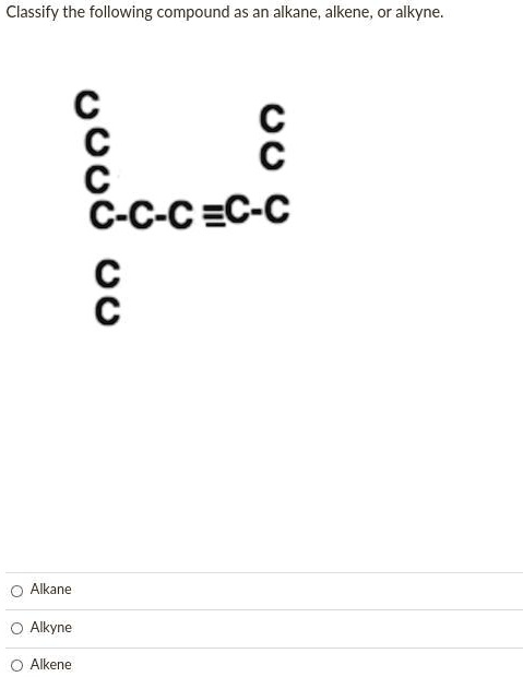 Solved Classify The Following Compound As An Alkane Alkene Or