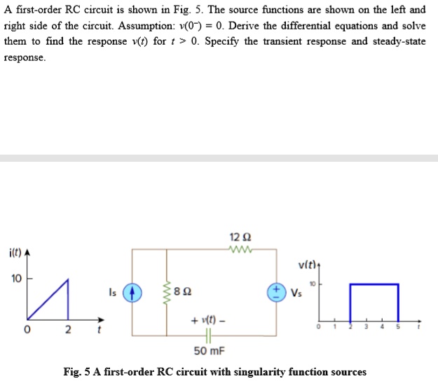 SOLVED A First Order RC Circuit Is Shown In Fig 5 The Source