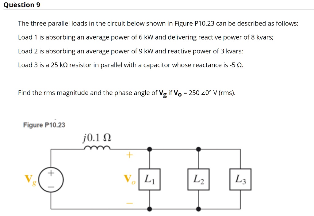 Solved Question The Three Parallel Loads In The Circuit Below Shown