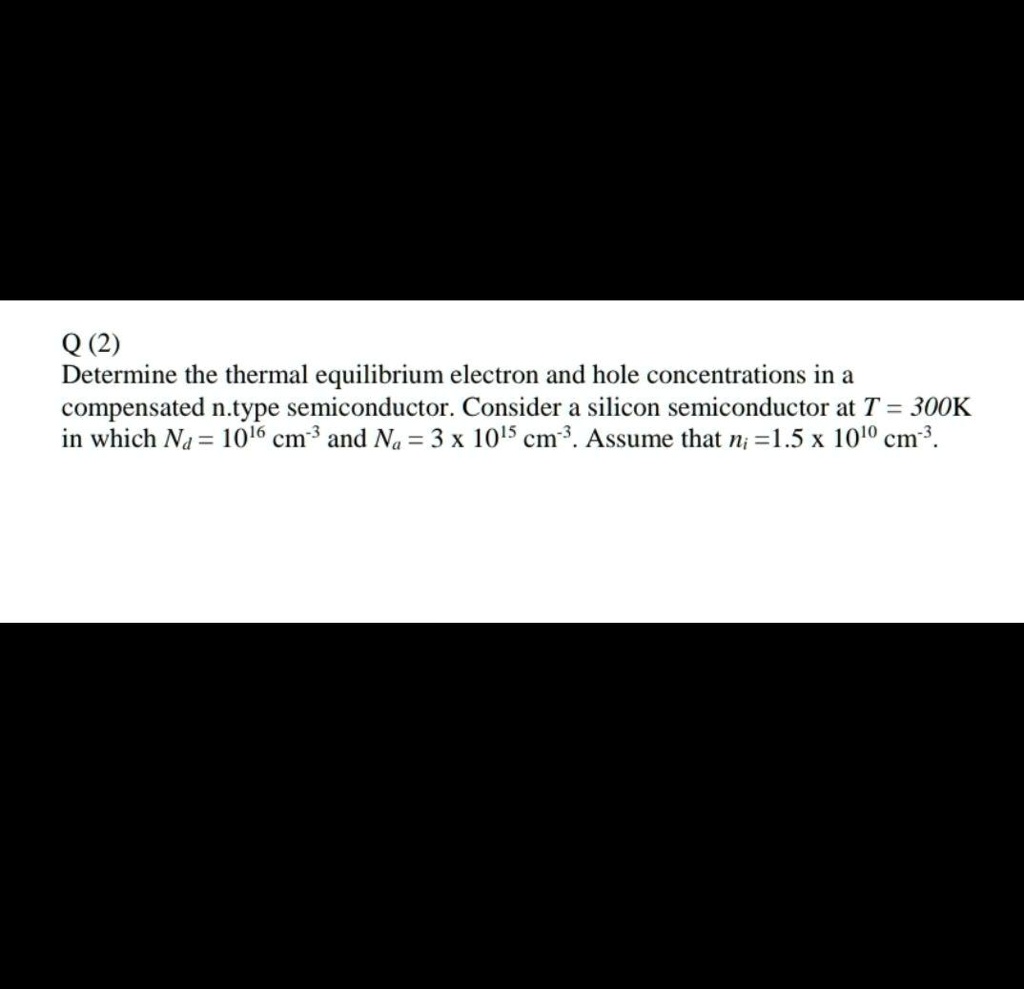 SOLVED Q 2 Determine The Thermal Equilibrium Electron And Hole