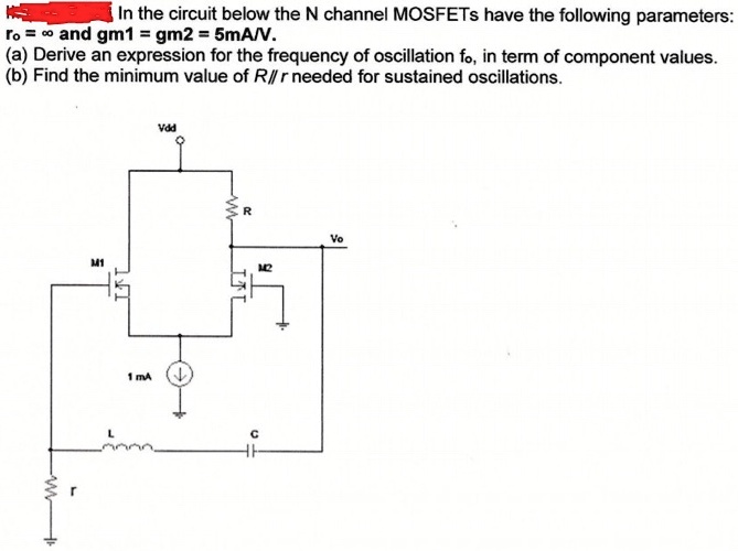 SOLVED In The Circuit Below The N Channel MOSFETs Have The Following