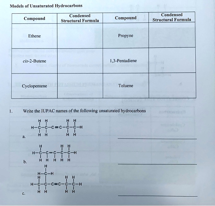 SOLVED Models Of Unsaturated Hydrocarbons Condensed Condensed Compound