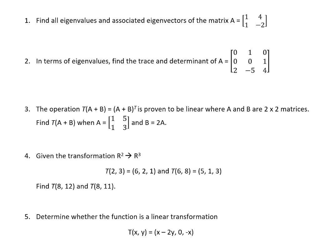 SOLVED Find All Eigenvalues And Associated Eigenvectors Of The Matrix