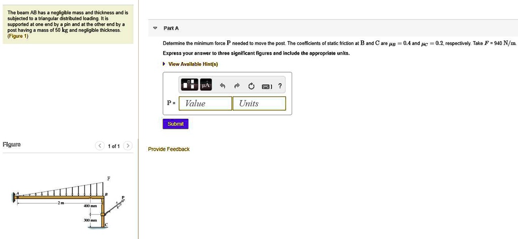 Solved The Beam Ab Has A Negligible Mass And Thickness And Is