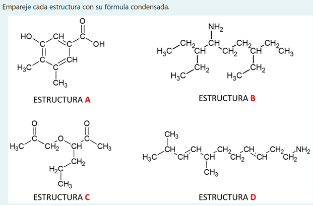 SOLVED Empareje cada estructura con su fórmula condensada ESTRUCTURA