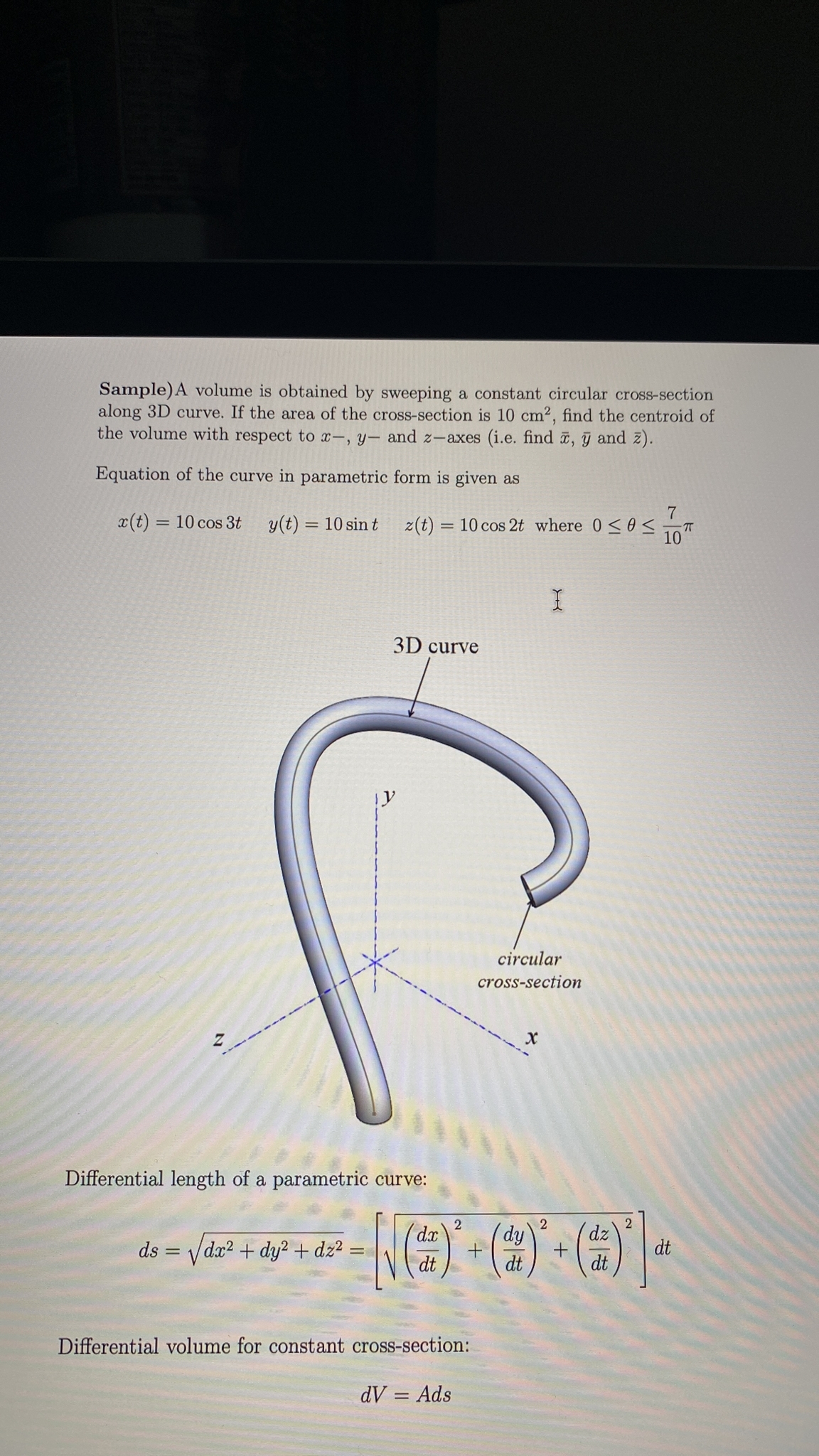 Solved Sample A Volume Is Obtained By Sweeping A Constant Circular