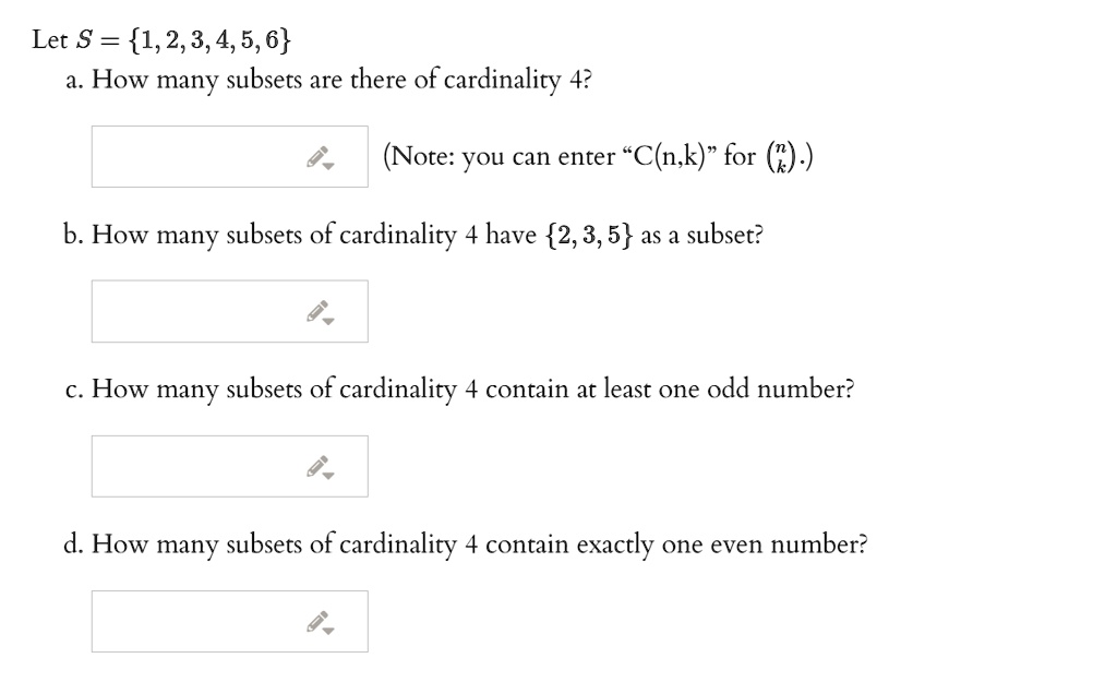 Solved Let S How Many Subsets Are There Of Cardinality