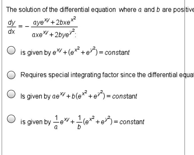 Solved The Solution Of The Differential Equation Where A And B Are