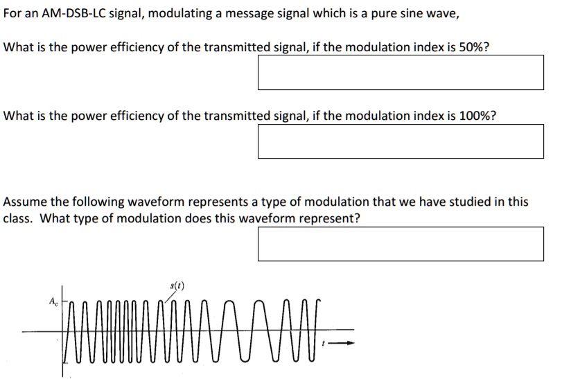 SOLVED For An AM DSB LC Signal Modulating A Message Signal Which Is A