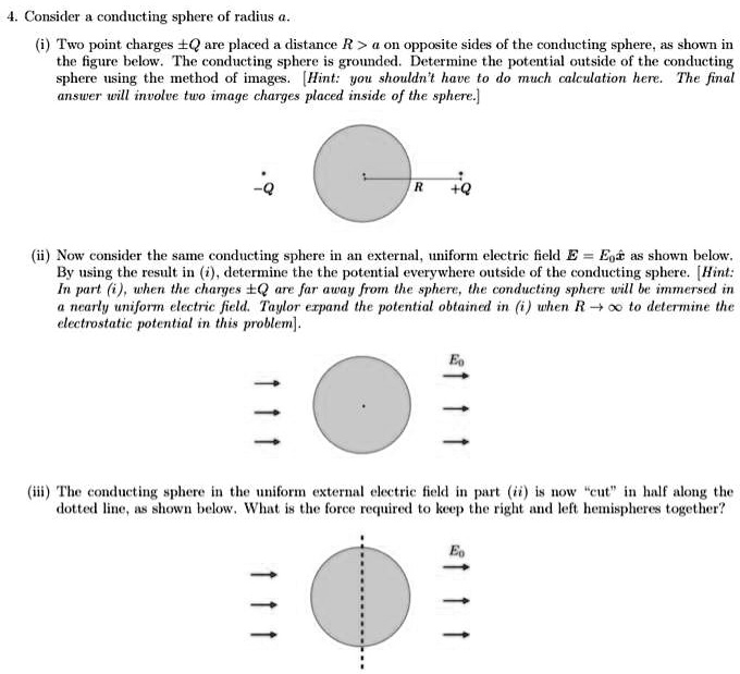 SOLVED Consider A Conducting Sphere Of Radius A Two Point Charges Q