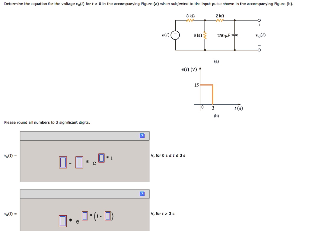 SOLVED Determine The Equation For The Voltage V T For T 0 In The