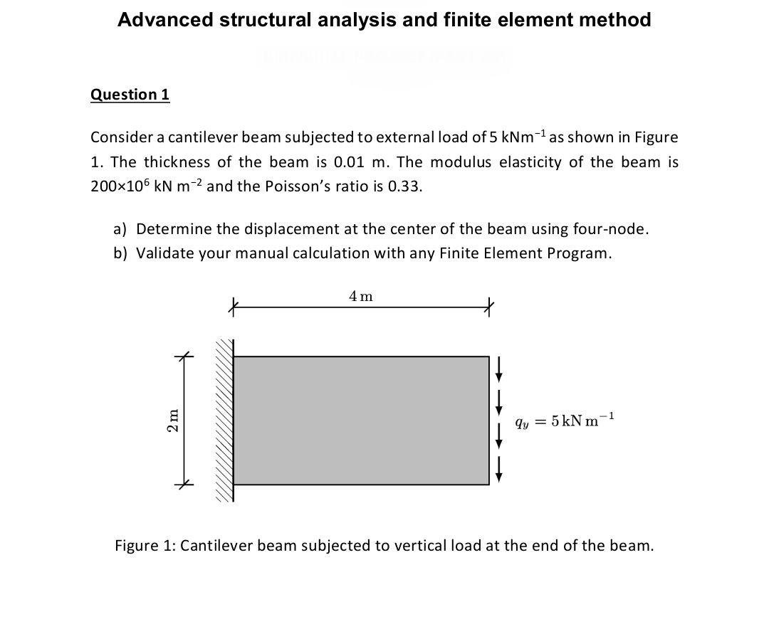 Advanced Structural Analysis And Finite Element Method Question