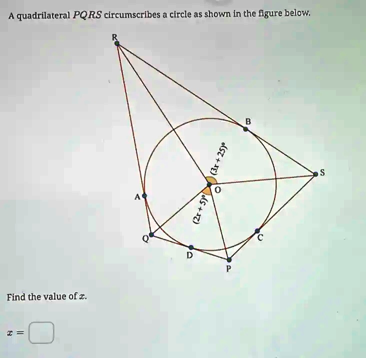 SOLVED A Quadrilateral PQRS Circumscribes Circle As Shown In The