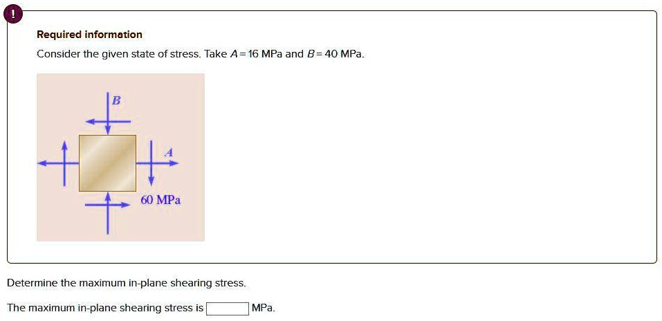 Solved Required Information Consider The Given State Of Stress Take A