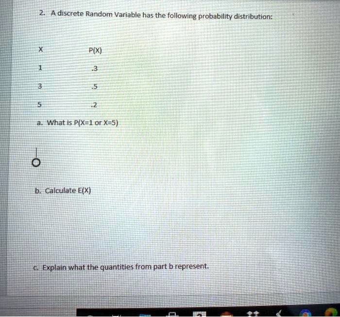 SOLVED A Discrete Random Variable Has The Following Probability