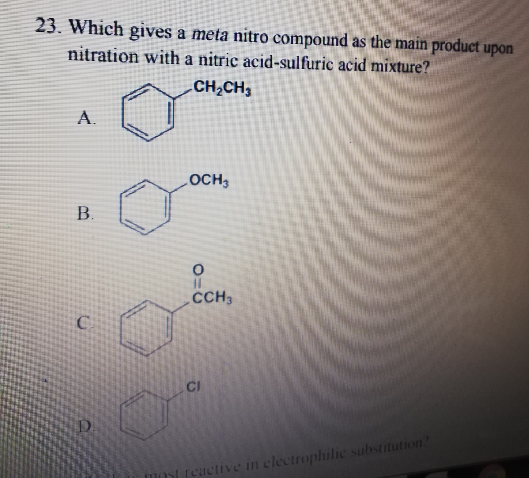 Which Gives A Meta Nitro Compound As The Main Product Upon