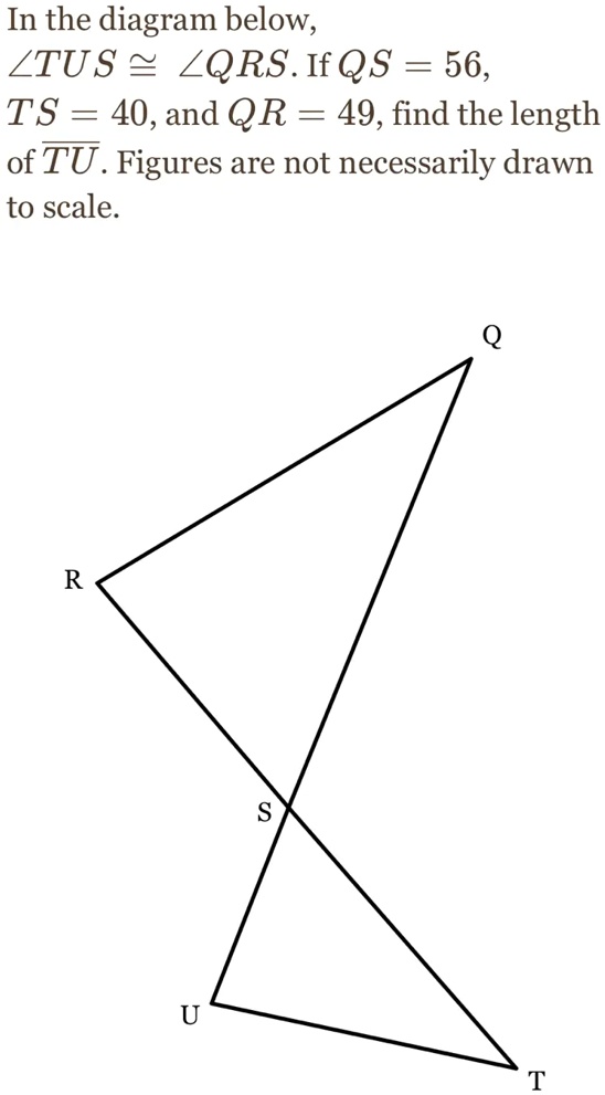 SOLVED In The Diagram Below LTUS LQRS If QS 56 TS 40 And QR