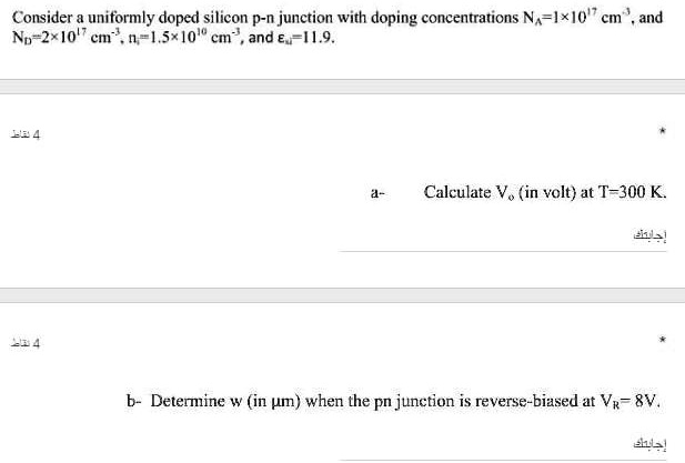 Solved Consider A Uniformly Doped Silicon P N Junction With Doping