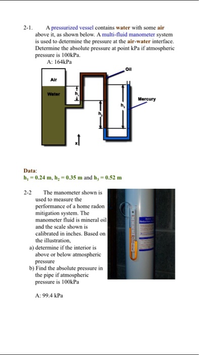 Solved A Pressurized Vessel Contains Water With Some Air Above It As