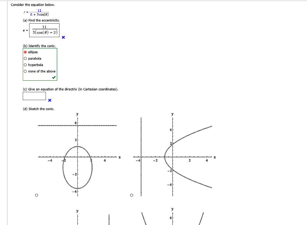 SOLVED Consider The Equation Below 3cos E A Find The Eccentricity