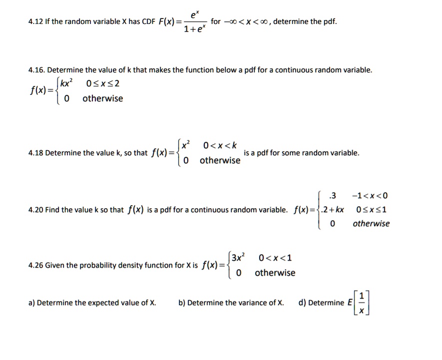 SOLVED 4 12 If The Random Variable X Has CDF F X For C