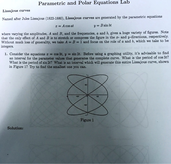 Solved Parametric And Polar Equations Lab Lissajous Curves Named After