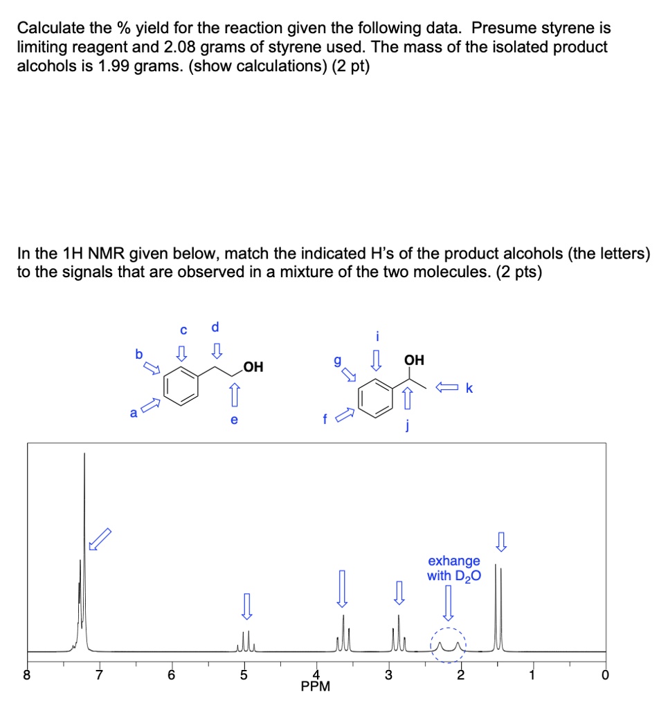 Solved Calculate The Yield For The Reaction Given The Following Data