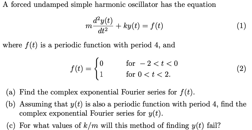 SOLVED A Forced Undamped Simple Harmonic Oscillator Has The Equation