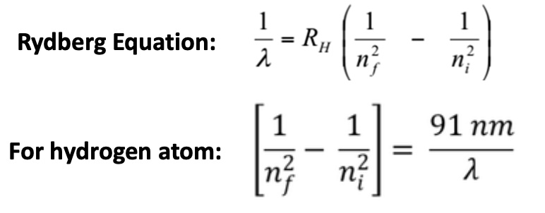 SOLVED Rydberg Equation 1 Ru 1 N 1 Nz 1 7 Nf 91 Nm For Hydrogen Atom 3